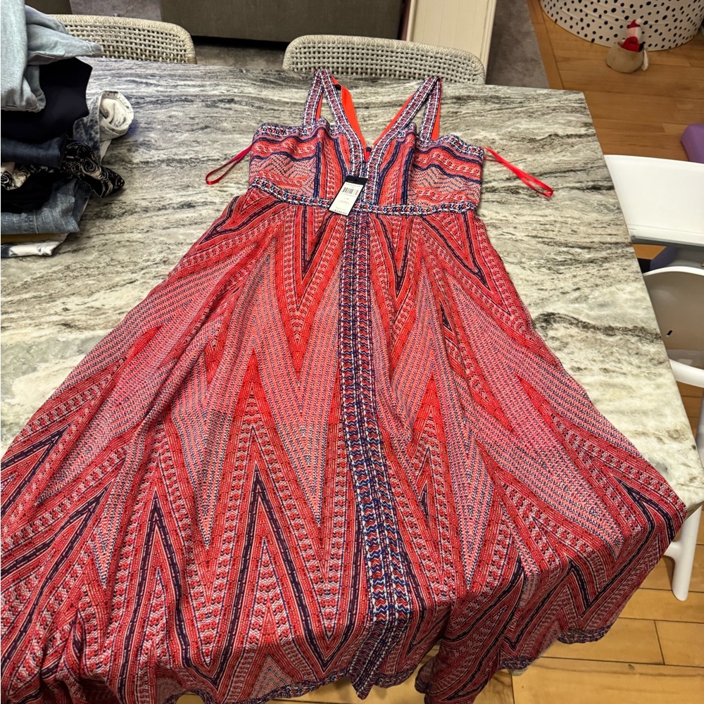 BCBGMaxAzria Red, Navy & White Printed Sundress - Picture 3 of 4